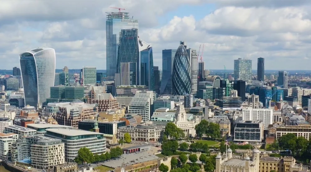 Wide view of London skyline