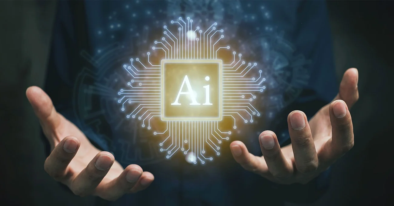 two hands embracing the word Ai